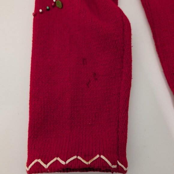 Studio Joy Dog Christmas Cardigan Womens Size Large Red Beaded Sweater - Picture 11 of 14